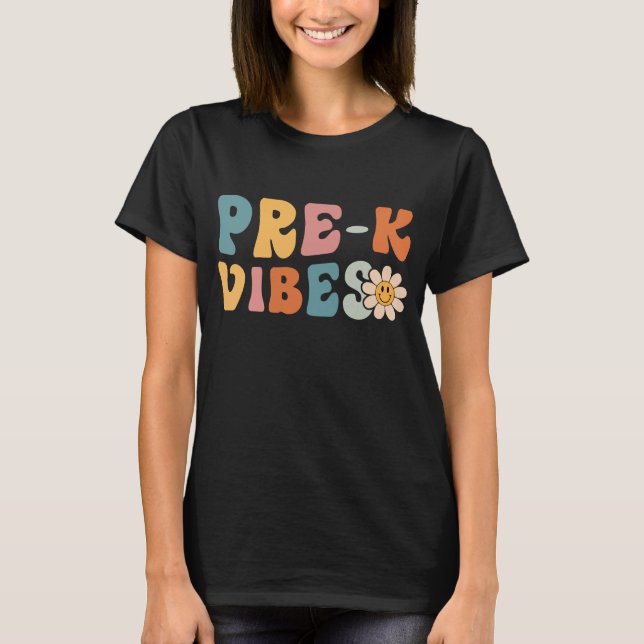 Camiseta 1rua Dia Da Escola Pré-K Vibes Estudantes Professo (Frente)