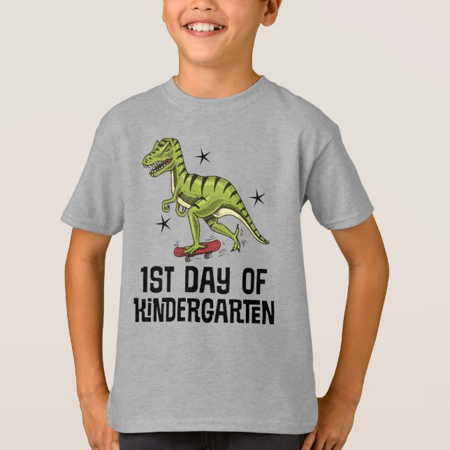 Camiseta 1rua do jardim de infância Dinossauro (Frente)