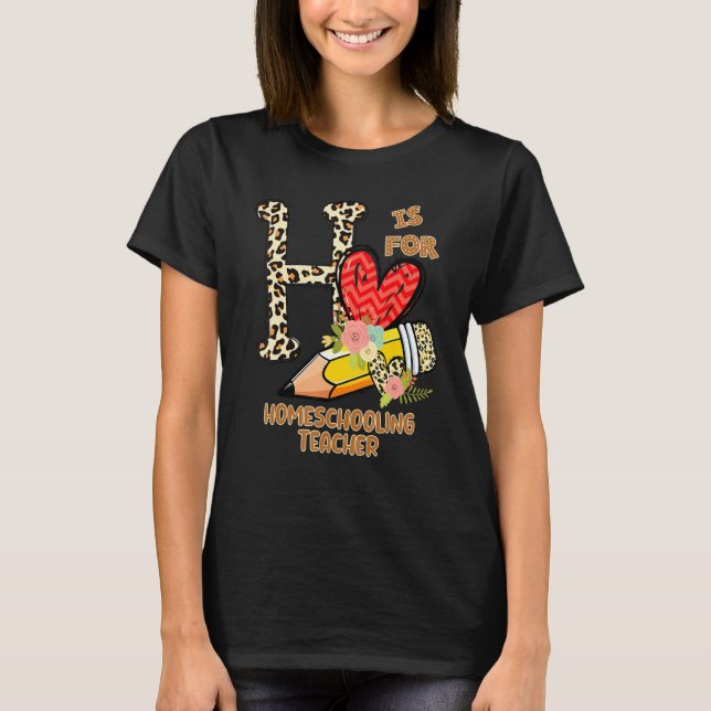 Camiseta 1st Day Of School Homeschooling Teacher Leopard Fl (Frente)