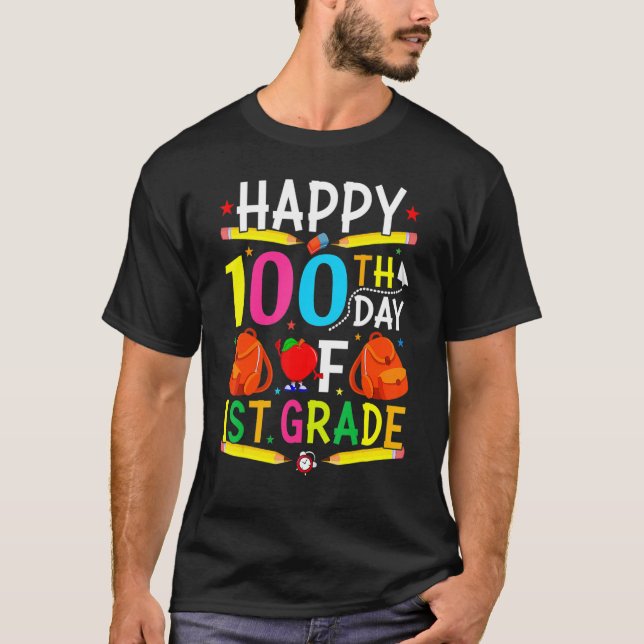 Camiseta 1st Grade 100th Day of School Shirt 100 Days of Sc (Frente)
