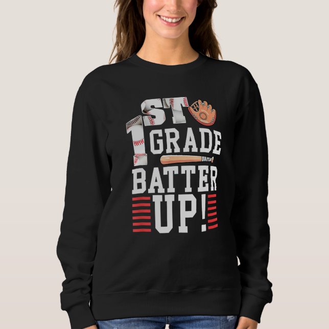 Camiseta 1st Grade First Day Of School 1st Grade Batter Up  (Frente)