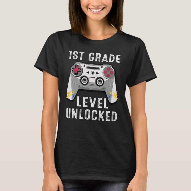 Camiseta 1st Grade Level Unlocked Gamer First Day Of School (Frente)