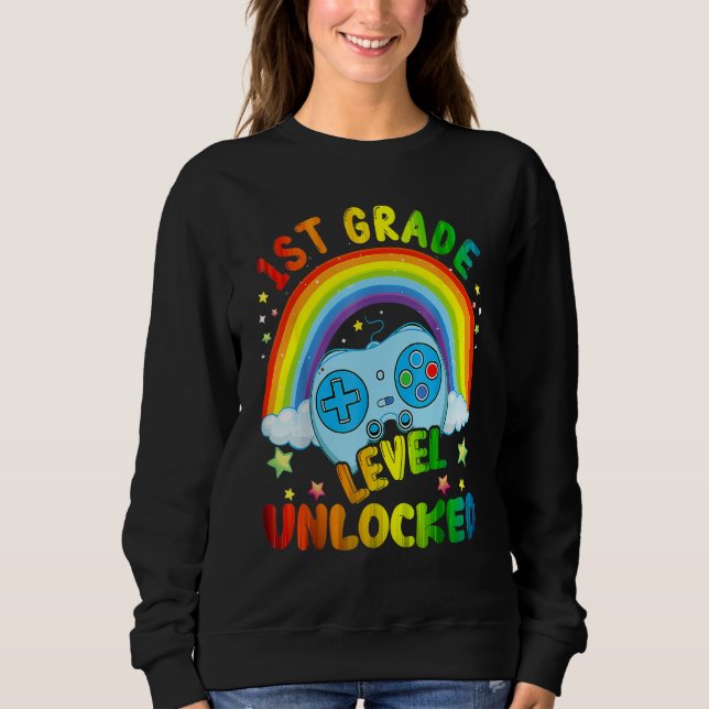 Camiseta 1st Grade Level Unlocked Rainbow Back To School Bo (Frente)
