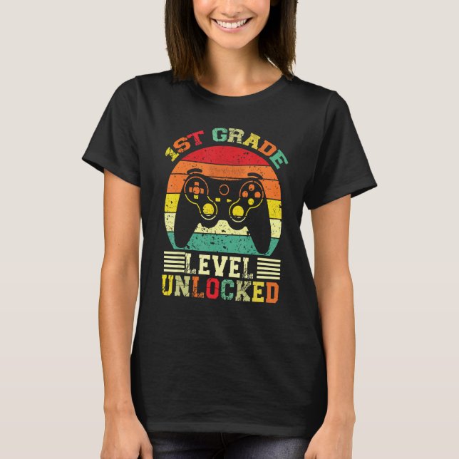 Camiseta 1st Grade Level Unlocked Video Gamer Back to Schoo (Frente)