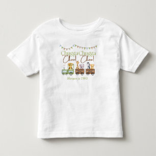 Camiseta 2º Aniversário Fofo Chugga Aquarela Trem de Animai