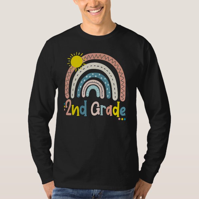 Camiseta 2º ano Boho Arco-íris Professor Aluno Último Dia D (Frente)