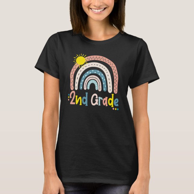 Camiseta 2º ano Boho Arco-íris Professor Aluno Último Dia D (Frente)
