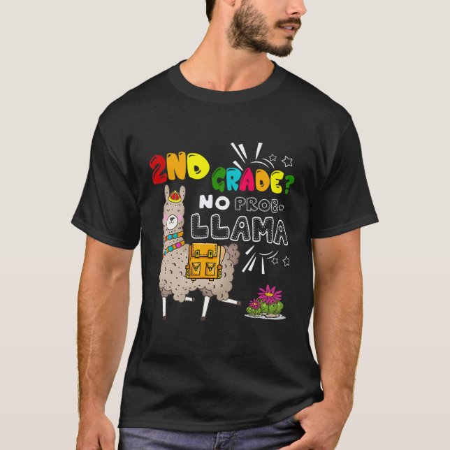 Camiseta 2º ano sem problema Llama Llama primeiro dia de au (Frente)
