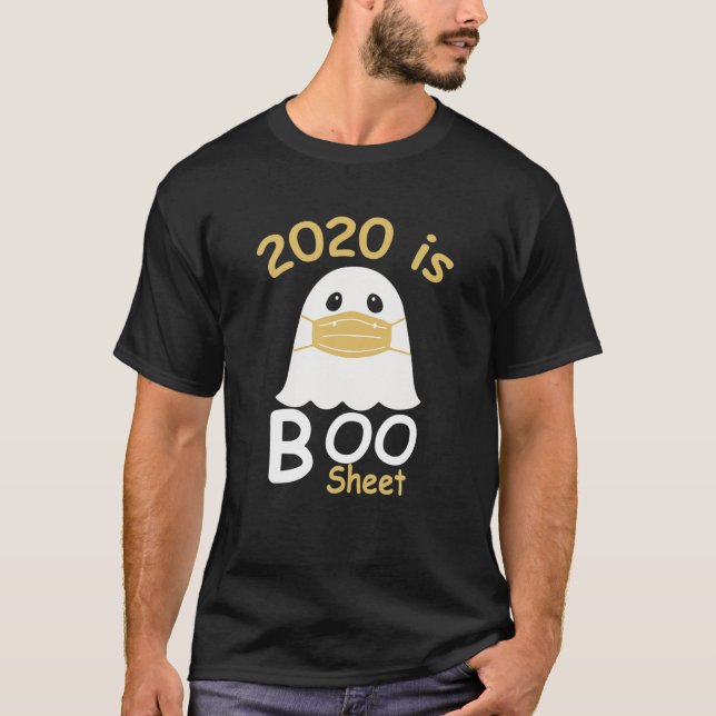Camiseta 2020 É Engraçado Máscara Fantasma De Duas Folhas (Frente)