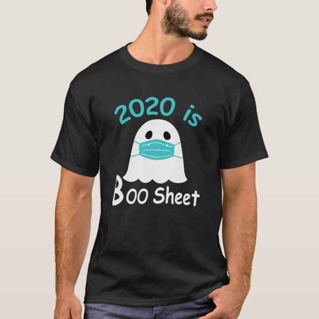 Camiseta 2020 É Engraçado Máscara Fantasma De Duas Folhas (Frente)