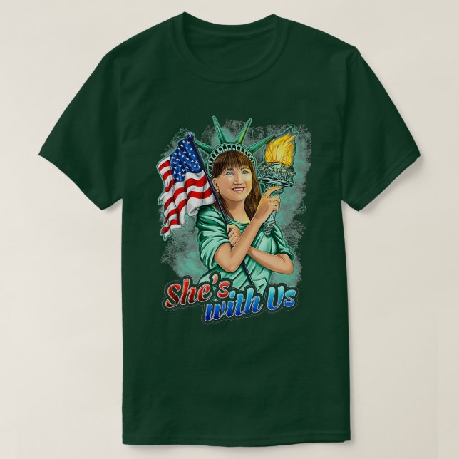 Camiseta 2020 Election Art She's With Us Lady Liberty Jo Jo (Frente do Design)