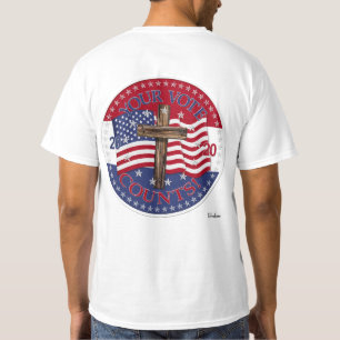 Camiseta 2020 O Vosso Voto Conta Bandeira Americana E Cruza