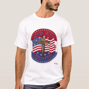 Camiseta 2020 O Vosso Voto Conta Bandeira Americana E Cruza