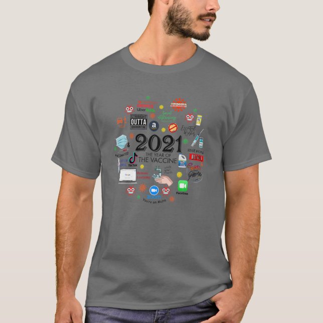 Camiseta 2021 Ano Da Vacina Quarentena Natal 2021 (Frente)