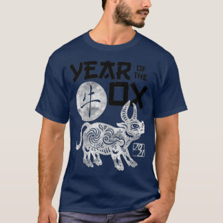 Camiseta 2021 Ano do Ox Chinês Zodiac Novo