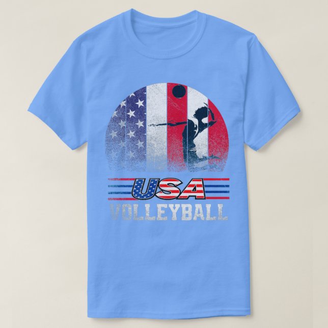 Camiseta 2021: bandeira americana de vôlei para rapazes (Frente do Design)