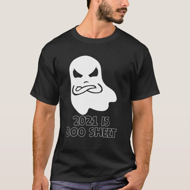 Camiseta 2021 É Dia de as Bruxas engraçado Fantasma Irritad (Frente)