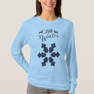 Camiseta 2021 Hello Winter Holiday Snowflake Pattern