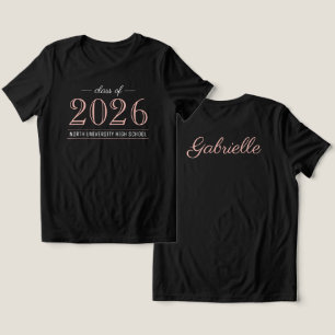 Camiseta 2022 Elegant Rose Gold Black Custom Graduation