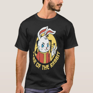 Camiseta 2023 Ano do Coelho Gato Zodíaco Chinês Ano Novo