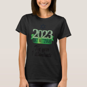 Camiseta 2023 Festivo Black Green Decor Bat Mitzvah Citação