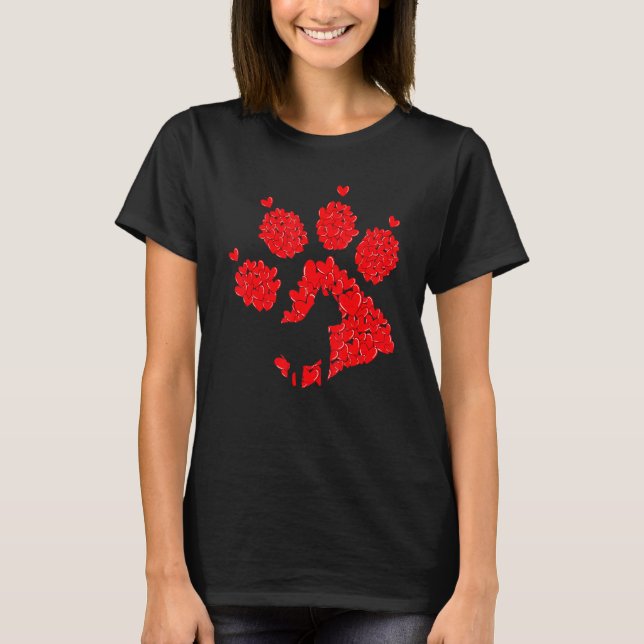 Camiseta 2023 Valentines Day Pit Bull Dog Puppy Paw Print H (Frente)