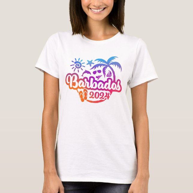 Camiseta 2024 Barbados Caribe Férias ou Viagem (Frente)