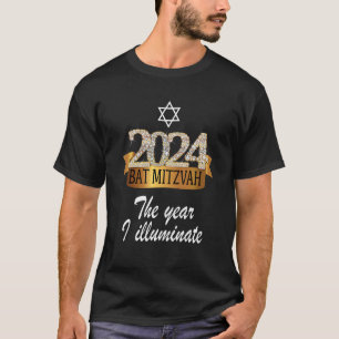 Camiseta 2024 Festivo Black Yellow Decor Bat Mitzvah Citaçã