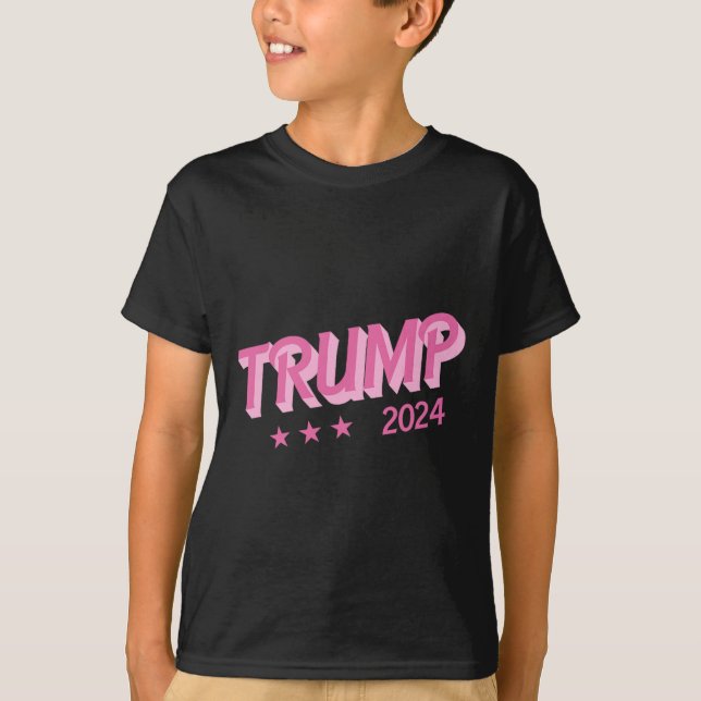 Camiseta 2024 - Funny Donald Trump Pink Bubble Letters (Frente)