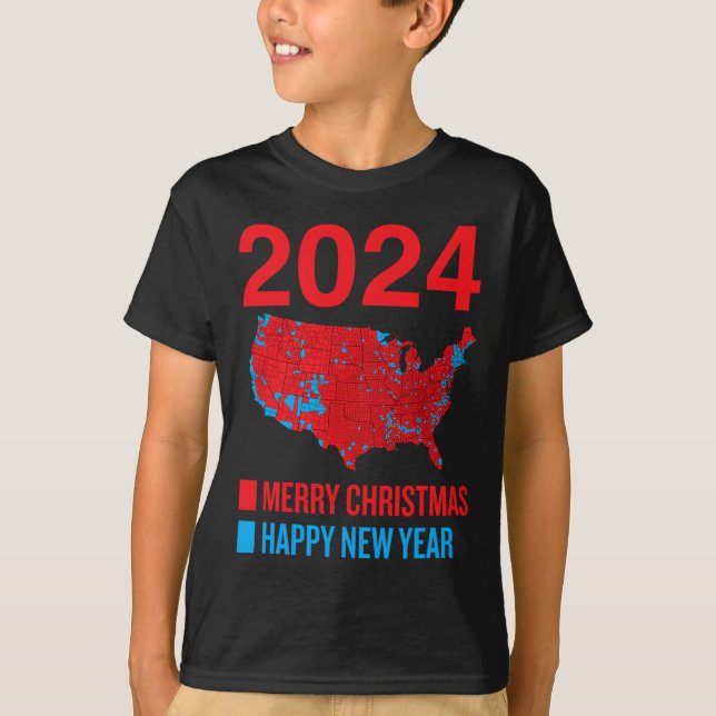 Camiseta 2024 Mapa Eleitoral Exato Feliz Natal N (Frente)