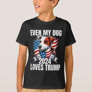 Camiseta 2024 Terrier Dog Usa Flag Até Meu Cão Adora Trump