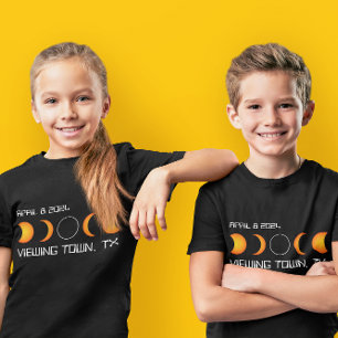 Camiseta 2024 Total do Eclipse Solar Personalizado Cidade e
