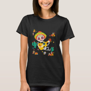 Camiseta 2025 Dia dos Mortos Crânio de Açúcar Esqueleto Toc