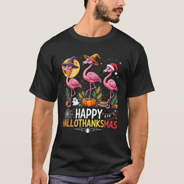 Camiseta 2025 Happy Halloween Thanksgiving Christmas Funny  (Frente)