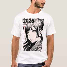 Camiseta 2025 na caligrafia