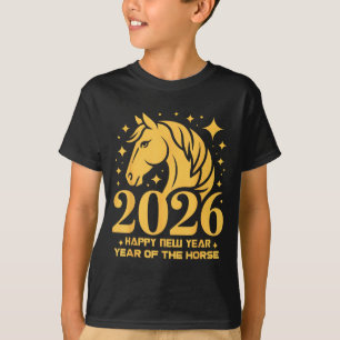 Camiseta 2026 Ano Do Cavalo Arte Floral Zodíaco Ano Novo Lu