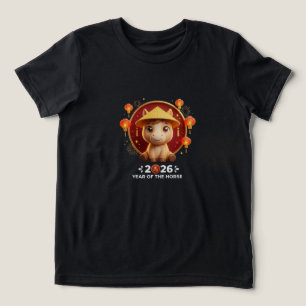 Camiseta 2026 Ano do Cavalo, Chibi Cavalo Ano Novo Chinês