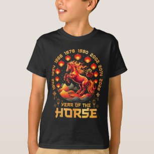 Camiseta 2026 ano do cavalo de fogo zodíaco chinês ano novo
