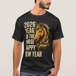 Camiseta 2026 Ano Do Cavalo Feliz Ano Novo Chinês Fogo