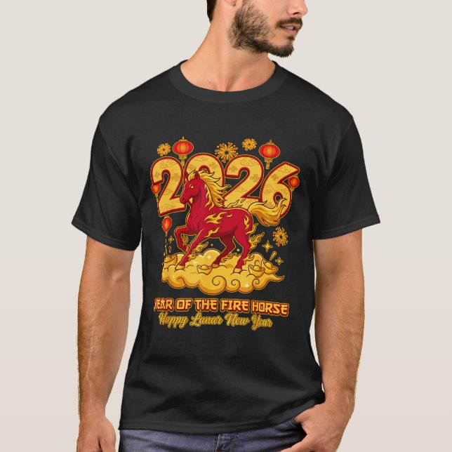Camiseta 2026 Chinese New Year Of The Horse Lunar Zodiac  (Frente)