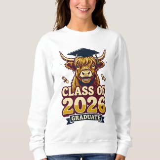 Camiseta 2026 graduation design featuring a highland cow 