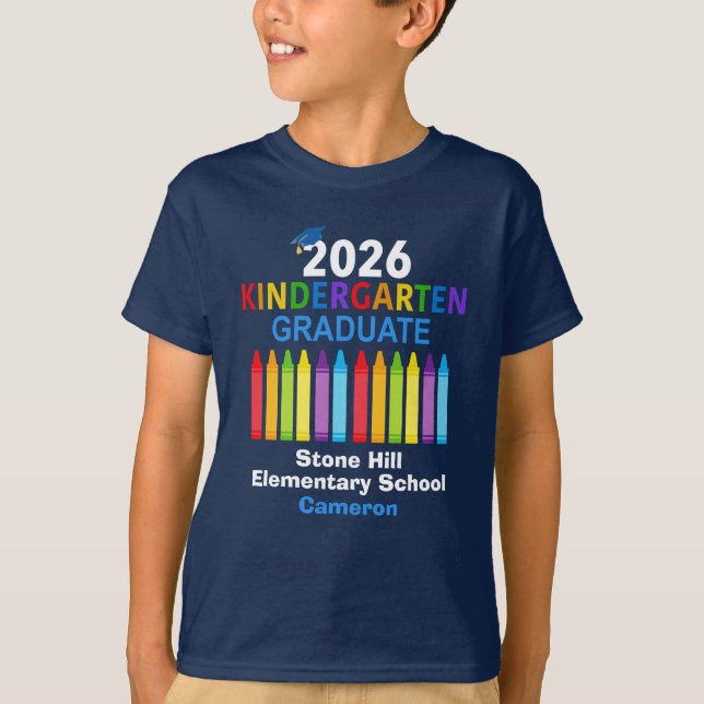 Camiseta 2026 Kindergarten Graduate Personalized Blue Kids (Frente)
