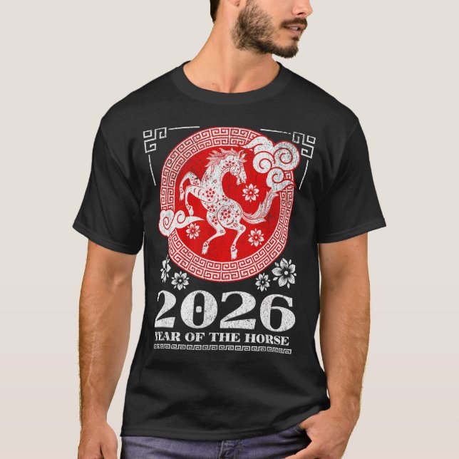 Camiseta 2026 Lunar Chinese New Year Fire Horse  (Frente)