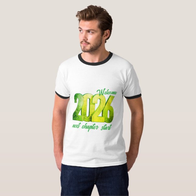 CAMISETA 2026 NEW YEAR MENS BASIC RINGER T SHIRT (Frente Completa)