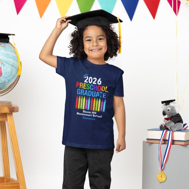 Camiseta 2026 Preschool Graduate Personalized Blue Kids (Criador carregado)