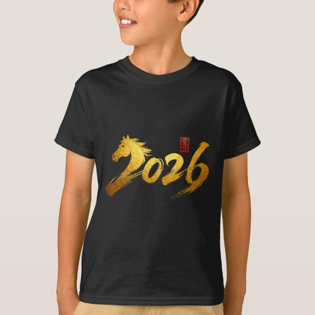 Camiseta 2026 Year Of The Horse Calligraphy Chinese Lunar N (Frente)
