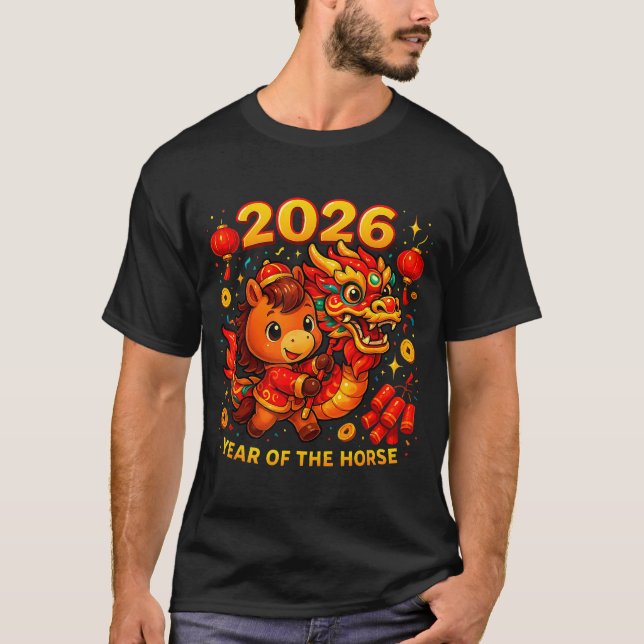 Camiseta 2026 Year Of The Horse Cute Lunar Newyear Art  (Frente)