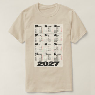 Camiseta 2027 – Calendário Minimalista