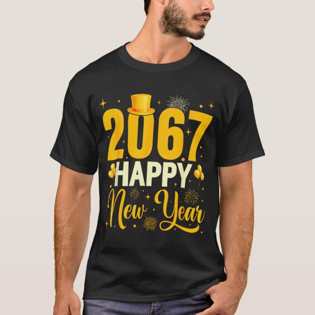 Camiseta 2067 Happy New Year Retro Funny 67 Six Seven Meme  (Frente)