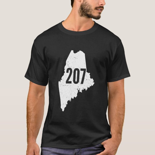 Camiseta 207 Maine State Area Code Outline Pride (Frente)